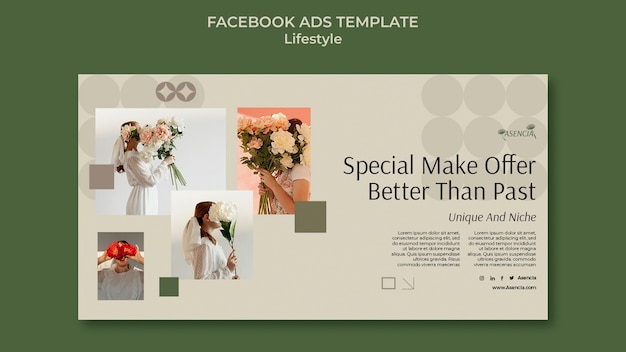 PSD gratuito modello facebook stile di vita vintage design piatto