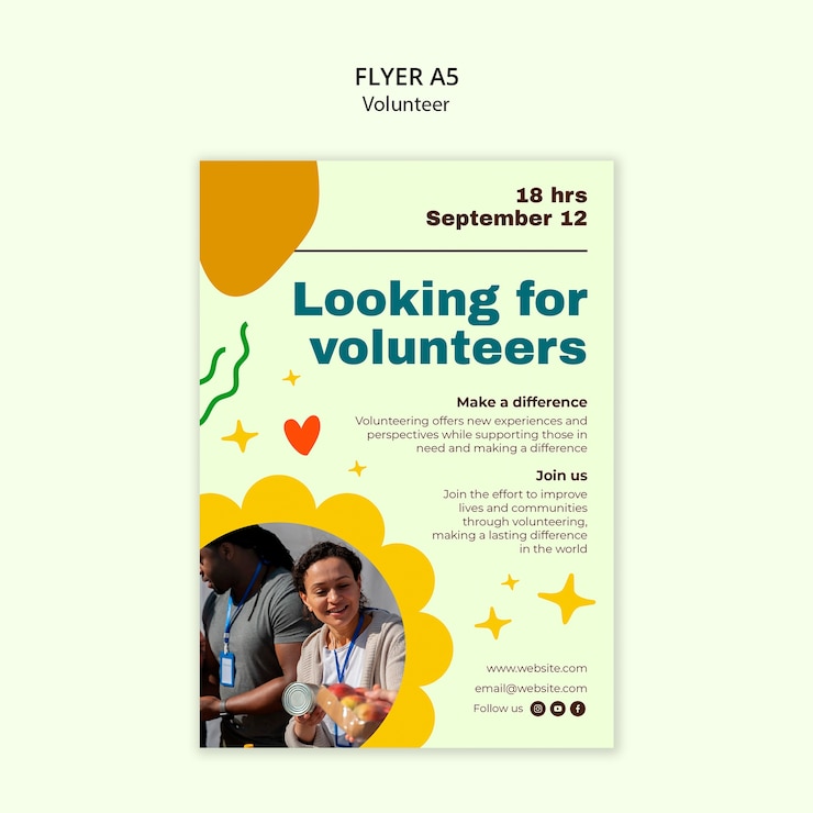 Free PSD flat design volunteer template design