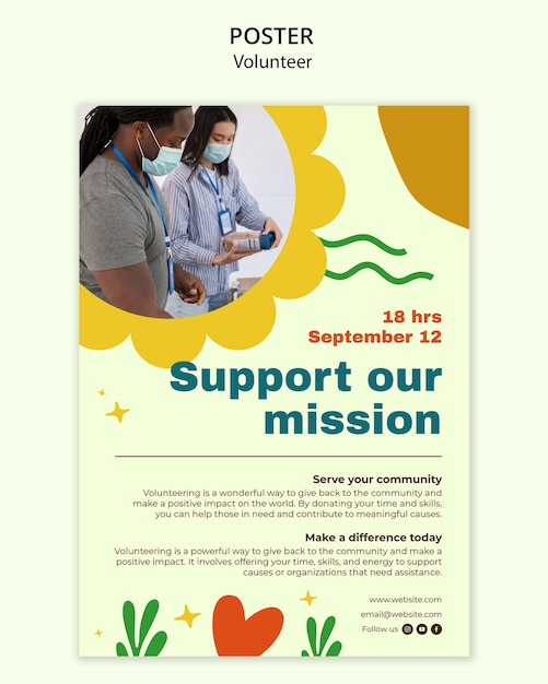 Flat design volunteer template design