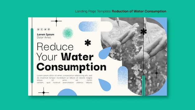 Free PSD flat design water charity template