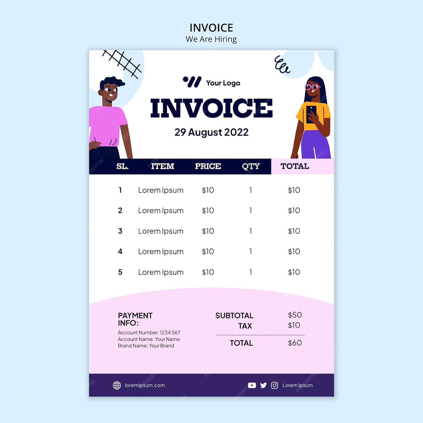 Free PSD | Flat design we are hiring template
