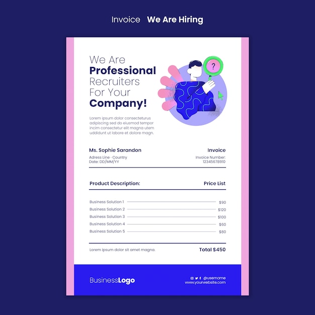 Flat design we are hiring template