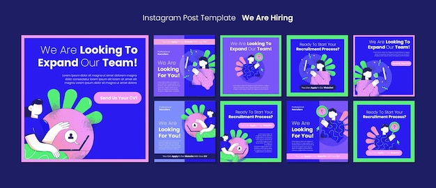 Free PSD flat design we are hiring template