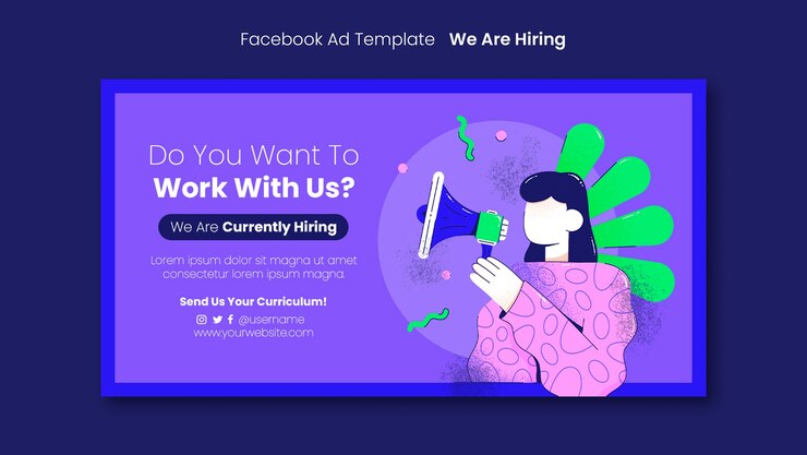मुफ़्त PSD flat design we are hiring template