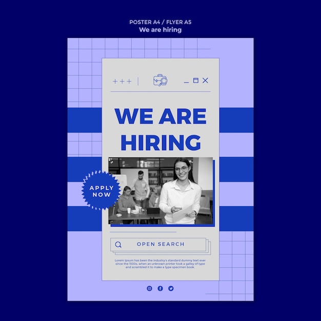 Free PSD flat design we are hiring template