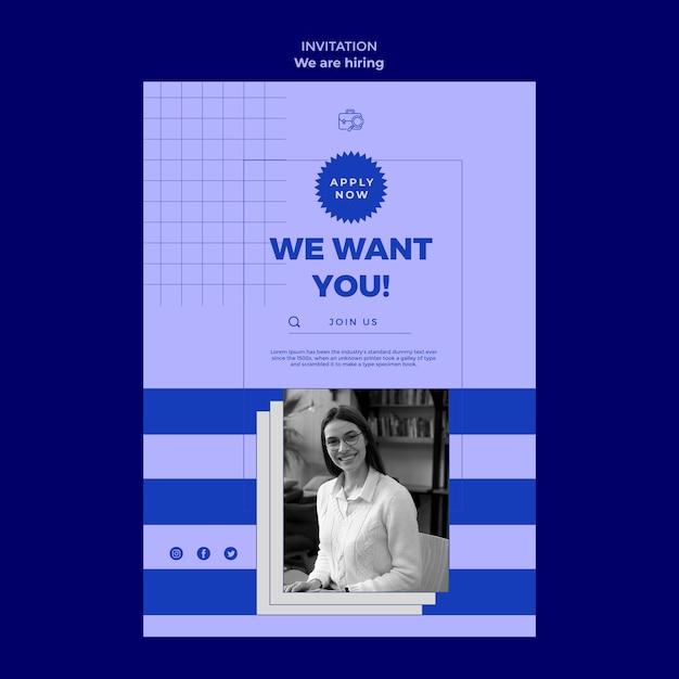 Free PSD flat design we are hiring template