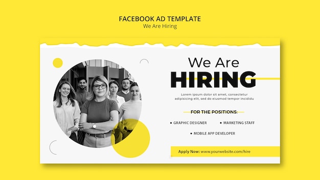 Free PSD flat design we are hiring template