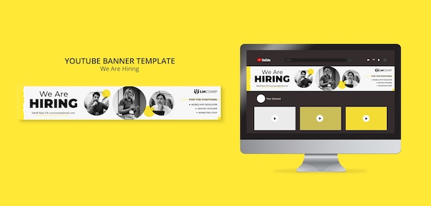 Free PSD flat design we are hiring template