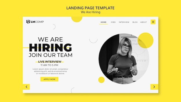 Free PSD flat design we are hiring template