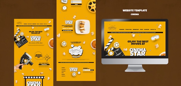 Free PSD flat design web card cinema inspired template