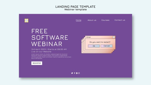 Free PSD flat design webinar template design