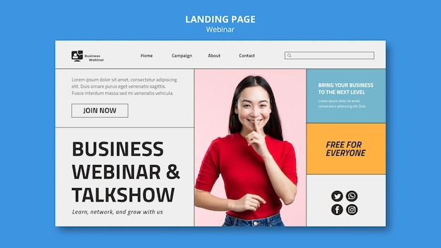 Free PSD flat design webinar template