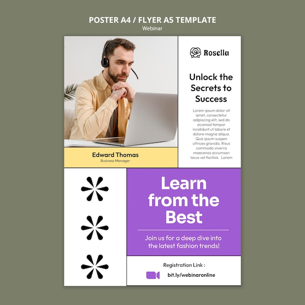 Free PSD flat design webinar template