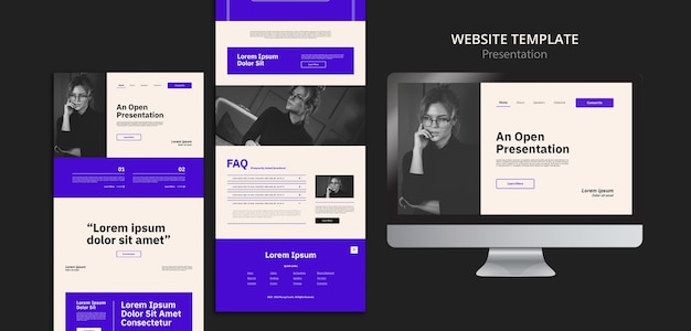 Flat design website presentation template: Free PSD download