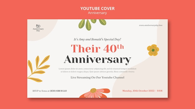 Free PSD flat design wedding anniversary template