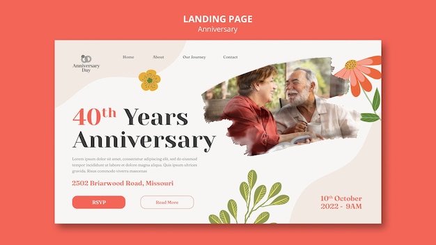 Free PSD flat design wedding anniversary template