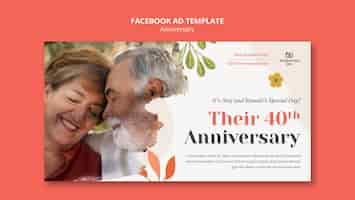 PSD gratuito modello di anniversario di matrimonio design piatto