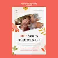 PSD gratuito modello di anniversario di matrimonio design piatto