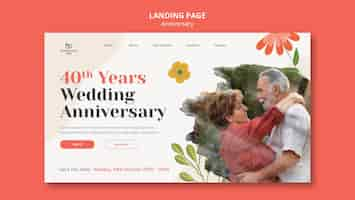 Free PSD flat design wedding anniversary template