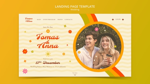 Free PSD flat design wedding celebration landing page