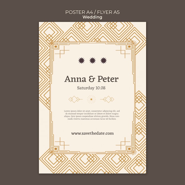 Free PSD flat design wedding design template