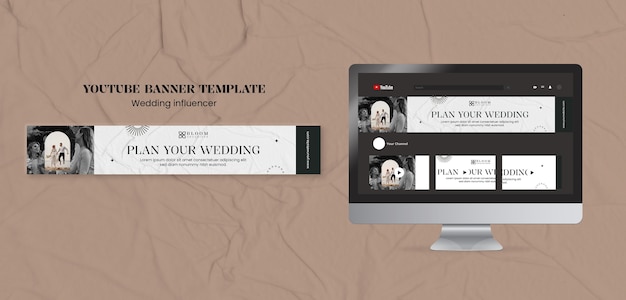 PSD gratuito flat design wedding influencer youtube banner