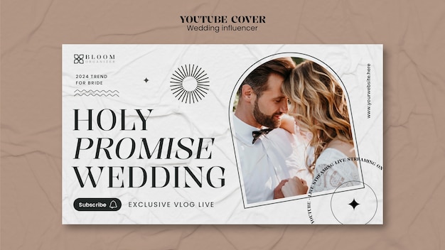 Free PSD flat design wedding influencer youtube cover