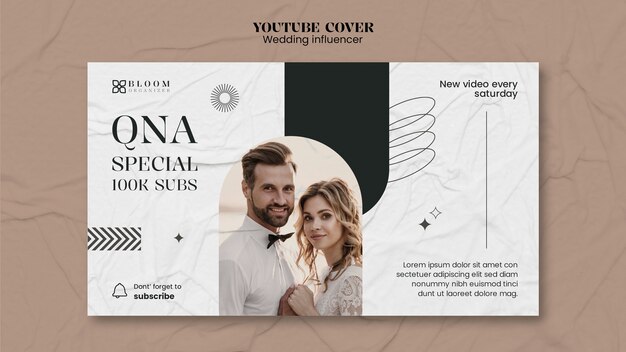 PSD gratuito flat design wedding influencer copertina di youtube