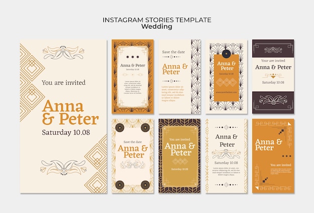 Free PSD flat design wedding invitation template