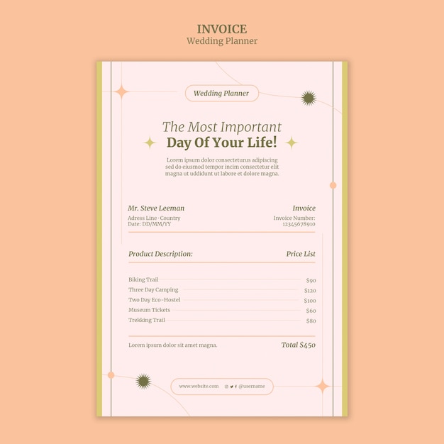 Flat design wedding planner template