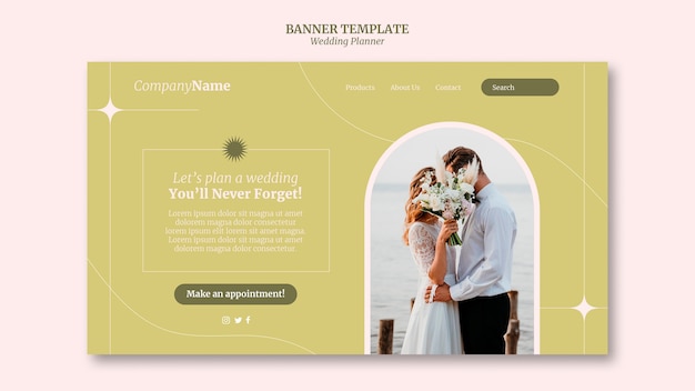 Free PSD flat design wedding planner template