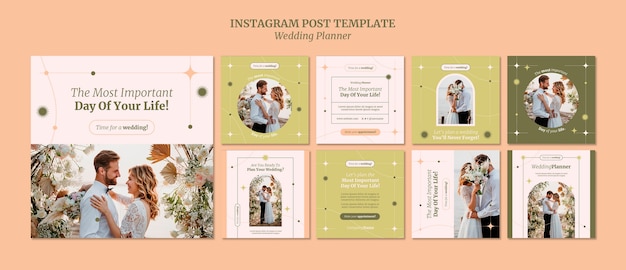 Free PSD flat design wedding planner template