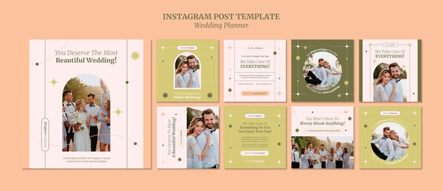 Free PSD flat design wedding planner template