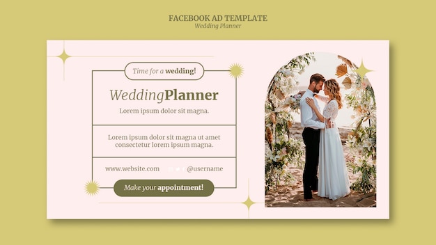 Free PSD flat design wedding planner template