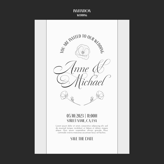 フラットなデザインの結婚式のテンプレート デザイン