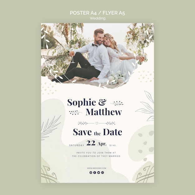 フラットなデザインの結婚式のテンプレート