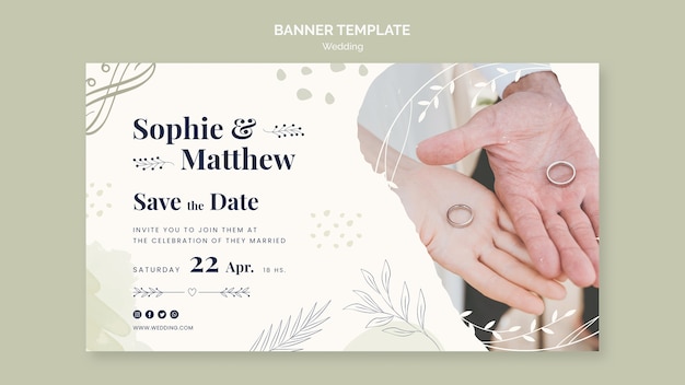 Free PSD flat design wedding template