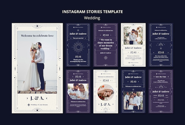 PSD gratuito modello di matrimonio design piatto