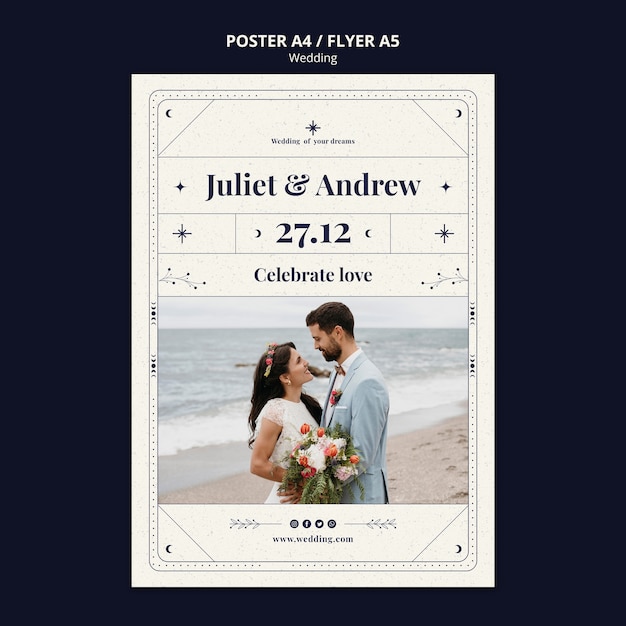 Free PSD flat design wedding template