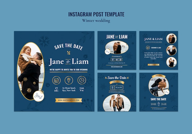 Free PSD flat design wedding template