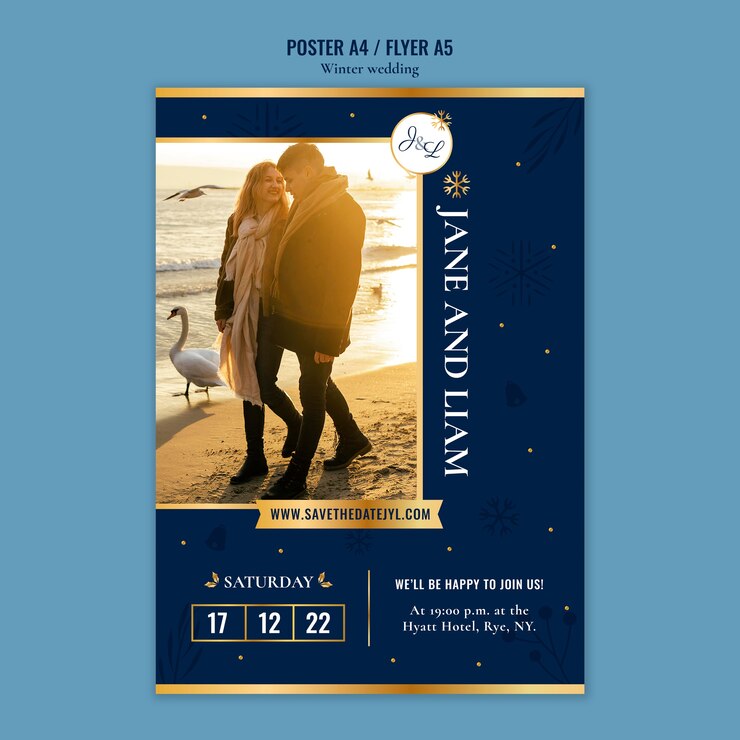 Free PSD flat design wedding template