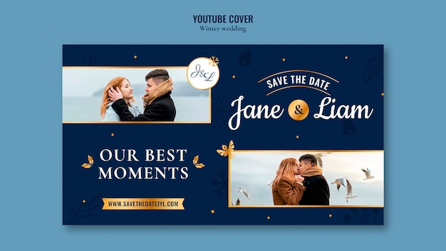 Free PSD flat design wedding template