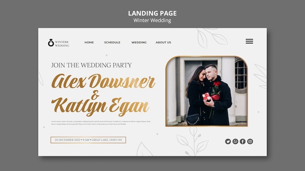 PSD gratuito modello di matrimonio design piatto