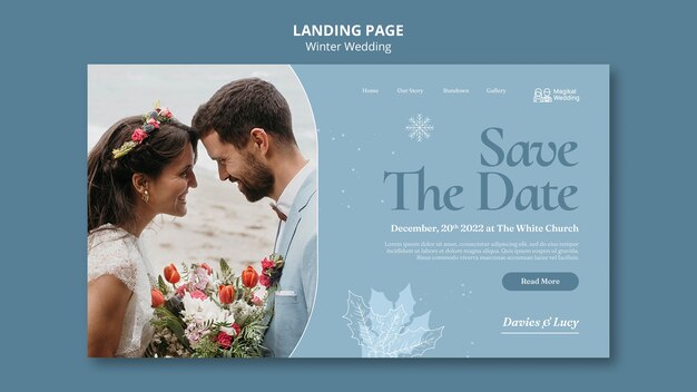 Free PSD flat design wedding template
