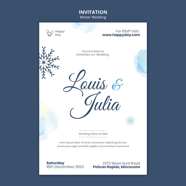 Free PSD flat design wedding template