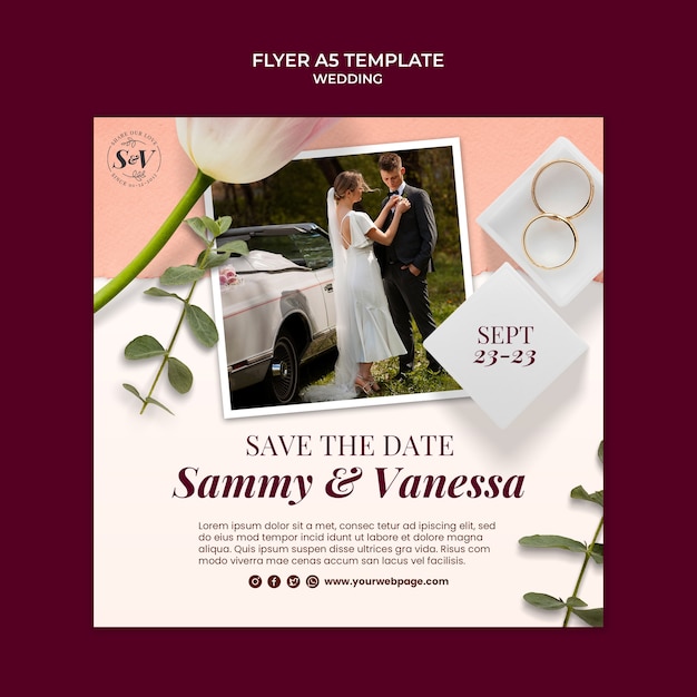 Flat design wedding template