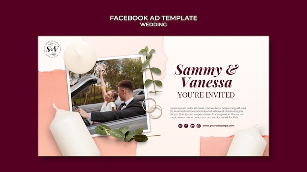 Free PSD flat design wedding template