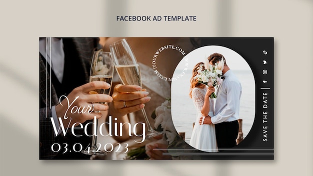 PSD gratuito modello di matrimonio design piatto