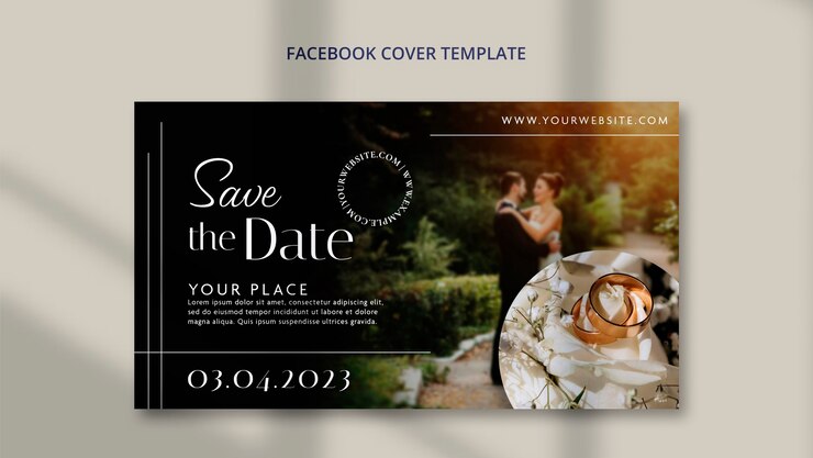 Free PSD flat design wedding template