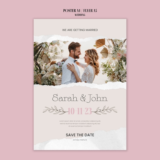 Flat design wedding template